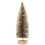 Gold and White Decorative Christmas Tree on Wooden Stand 8*25cm