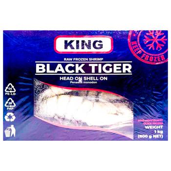 King Frozen Black Tiger Shrimp Head on Shell on 6/8 1kg