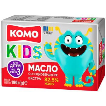 Масло Комо Екстра Kids солодковершкове для дітей від 3-років 82,5% 180г - купити, ціни на Чудо Маркет - фото 1