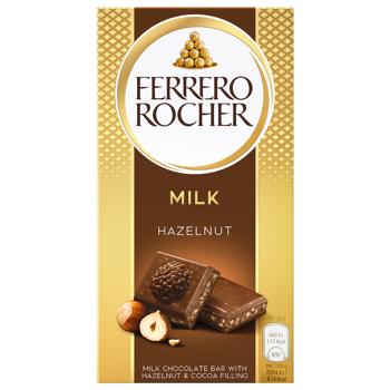 Шоколад молочний Ferrero Rocher з лісовими горіхами 90г - купити, ціни на Ідеал - фото 1