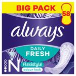 Always Daily Fresh Normal Flexistyle Pads 58pcs