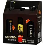 Набір Gamondi Negroni Лікер Bitter 25% 1л + Вермут di Torino Rosso 18% 1л + Джин Mr. Higgins London Dry 37,5% 1л