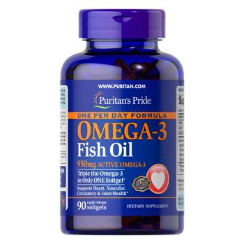 Рыбий жир Puritan's Pride Omega-3 1400мг (950мг активного Омега-3) 90 гелевих капсул - купить, цены на Biotus - фото 1