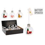 Шар елочный с фигуркой и подсветкой 8см в ассортименте