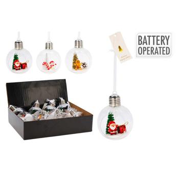 Christmas Tree Ball with Figurine and Lighting 8cm in assortment - buy, prices for METRO - photo 1