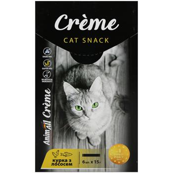 AnimAll Сreme Cat Snack with Chicken and Salmon 6x15g - buy, prices for Auchan - photo 2