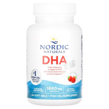 Рыбий жир Nordic Naturals DHA Xtra со вкусом клубники 1000мг 60шт гелевых капсул - купить, цены на Biotus - фото 1