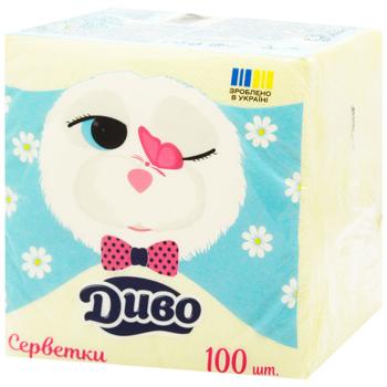 Dyvo 1-Ply Yellow Paper Napkins 33x33cm 100pcs - buy, prices for MegaMarket - photo 1