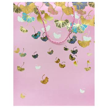 Пакет подарунковий Листя 10331-5 26х32х10см - купити, ціни на Чудо Маркет - фото 1