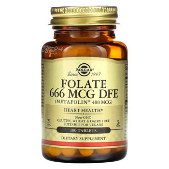 Solgar Folate As Metafolin 400mcg (666mcg DFE) 100 tablets - buy, prices for - photo 1