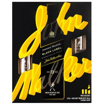 Виски Johnnie Walker Black Label 40% 0,7л + 2 стакана - купить, цены на WINETIME - фото 2