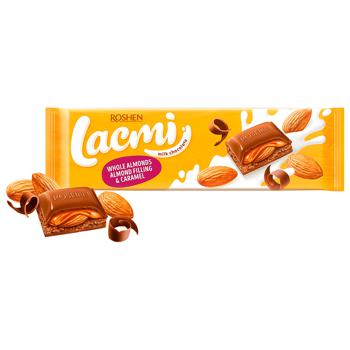 Roshen Lacmi Milk Chocolate with Whole Almonds and Caramel and Almonds Filling 300g - buy, prices for ULTRAMARKET - photo 2