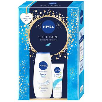 Набор подарочный Nivea Soft Care Гель-уход для душа 250мл + Крем для лица, рук и тела Увлажняющий 75мл - купить, цены на NOVUS - фото 1