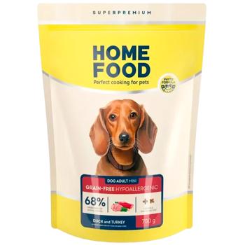Home Food Grain-free Hypoallergenic Mini Adult сухий корм для собак 700 г - качка та індичка - купить, цены на MasterZoo - фото 1
