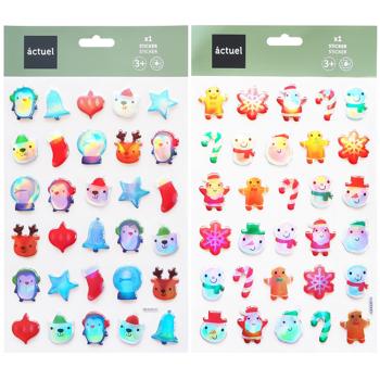Actuel New Year 3D Stickers 21x14cm in assortment