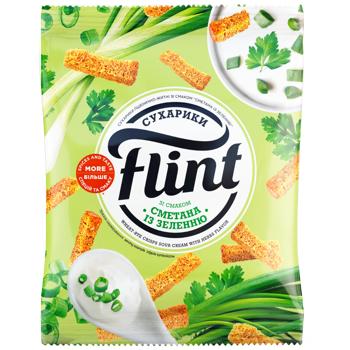 Сухарики Flint пшенично-ржаные со вкусом сметаны с зеленью 70г - купить, цены на МегаМаркет - фото 1