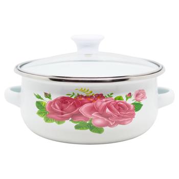 Кастрюля Зед Цветы эмалированная 16см - купить, цены на ЕКО Маркет - фото 1