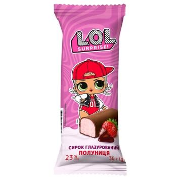 LOL Strawberry Glazed Curd Cheese 23% 36g - buy, prices for METRO - photo 1