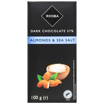 Шоколад черный Rioba с морской солью и миндалем 57% 100г