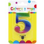 Festa Numeral 5 Color Cake Candle 9cm