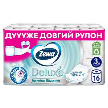 Туалетний папір Zewa Deluxe Jasmin 3-шаровий білий 16шт - купити, ціни на МегаМаркет - фото 1