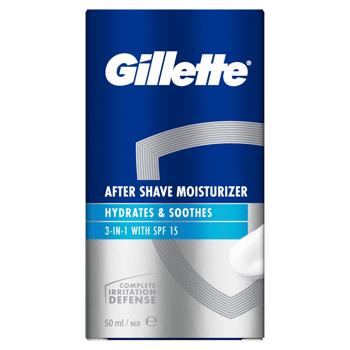 Gillette Hydrates & Soothes 3in1 Aftershave Balm Spf 15 50ml - buy, prices for MegaMarket - photo 1