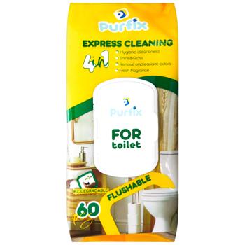 Салфетки влажные Purfix для уходом за унитазом 60шт - купить, цены на КОСМОС - фото 1