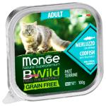 Корм вологий Monge Bwild Grain Free з тріскою та овочами для котів 100г
