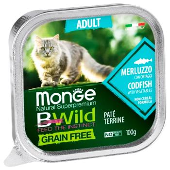 Корм вологий Monge Bwild Grain Free з тріскою та овочами для котів 100г - купити, ціни на MasterZoo - фото 1