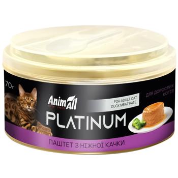 Корм вологий AnimAll Platinum Ніжний паштет з качки для дорослих котів 70г