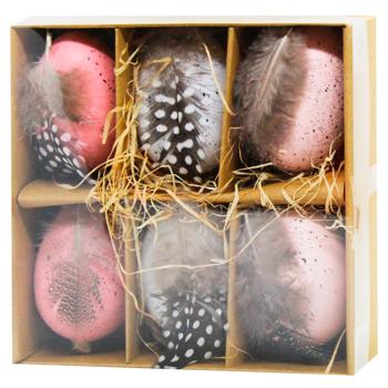 Набор пасхальных подвесок Bona Di Яйцо с пером 6шт 4см - купить, цены на WINETIME - фото 1