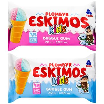 Мороженое Rud Eskimos Kids Bubble Gum пломбир со вкусом жевательной резинки 70г