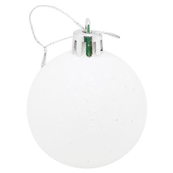 Plastic Glitter White Christmas Ball 5cm - buy, prices for - photo 1