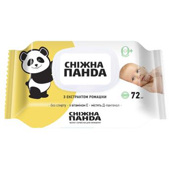 Snow Panda With Chamomile Extract Baby Wet Napkins 72pcs - buy, prices for Auchan - photo 1