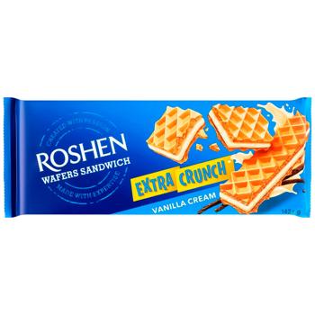 Вафлі Roshen Wafers Sandwich Crunch молоко ваніль 142г - купити, ціни на Епіцентр FOOD - фото 1