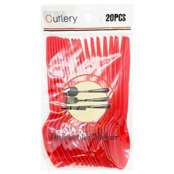 Plastic Red Spoons 155mm 20pcs