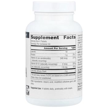 Хлорела, Chlorella, Source Naturals, 500 мг, 200 таблеток - купить, цены на Biotus - фото 2