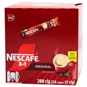 Напій кавовий NESCAFÉ® 3-в-1 Original розчинний у стіках 12г х 24шт