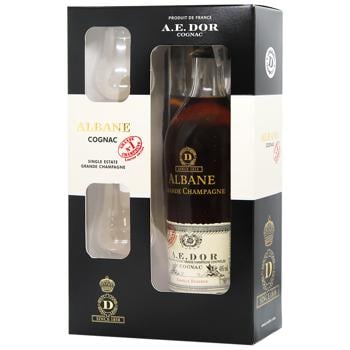 Коньяк A.E.Dor Albane Grand Champagne 40% 0.7л + 2 келиха - купити, ціни на МегаМаркет - фото 1