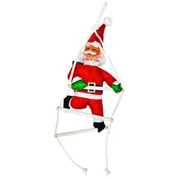 Украшение новогоднее Санта на лесенке 35см