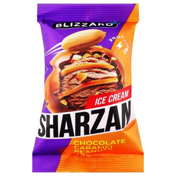 Мороженое пломбир Blizzard Sharzan Шоколад, карамель, арахис 75г