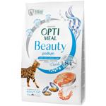 Корм сухий Optimeal Beauty Podium з морепродуктами для догляду за шерстю та зубами у дорослих котів 4кг
