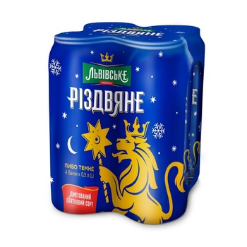 Lvivske Christmas Dark Beer 4.4% 4x0.5l - buy, prices for Auchan - photo 1