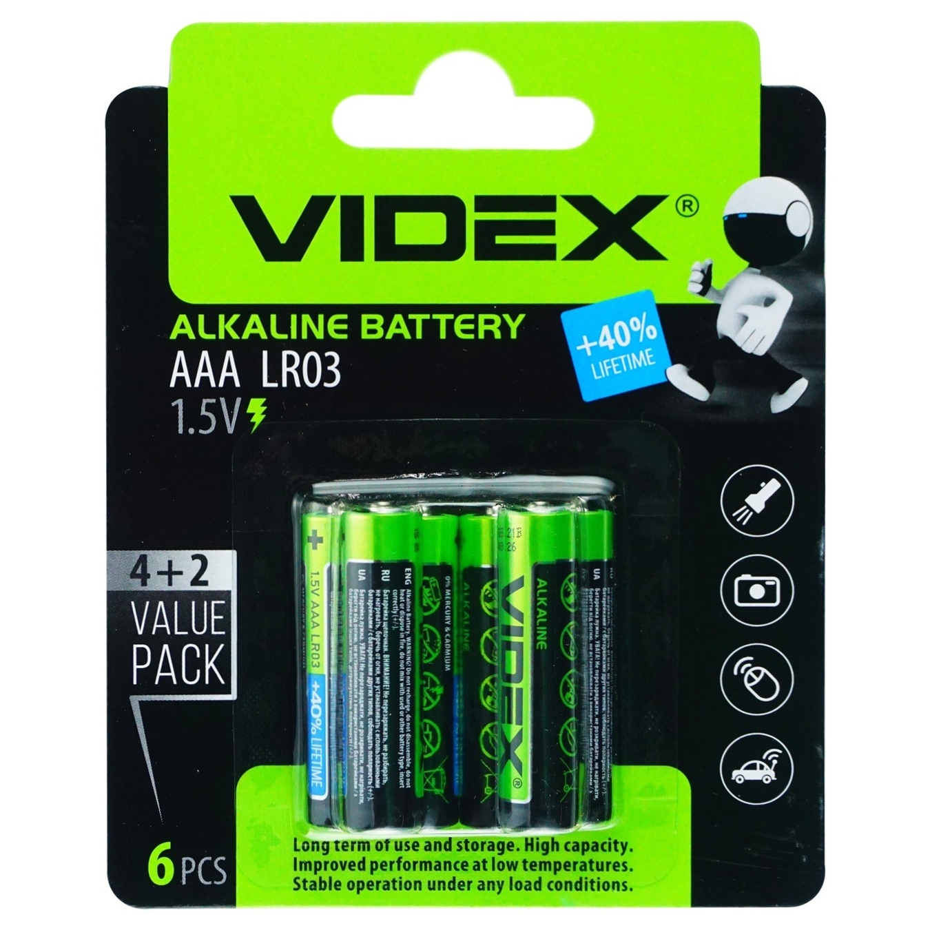 

Батарейки VIDEX LR3/AAA 6ШТ