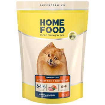 Home Food Dry Food with Turkey and Salmon for Healthy Skin and Coat of Adult Dogs of Small Breeds 700g - buy, prices for MasterZoo - photo 1