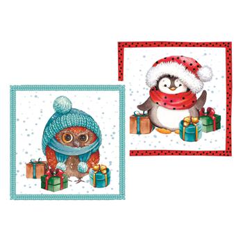 Silken Penguin and Owl 2-Layer Table Napkins 33x33cm 12pcs - buy, prices for - photo 1