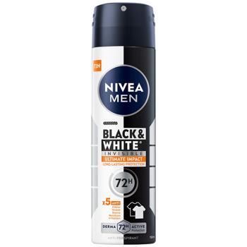 Антиперспирант аэрозольный Nivea Men Черное и белое Невидимый Ultimate Impact 150мл - купить, цены на КОСМОС - фото 1