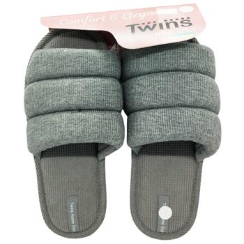 Twins 14152 HS-VL Women's Knitted Gray Slippers s.40