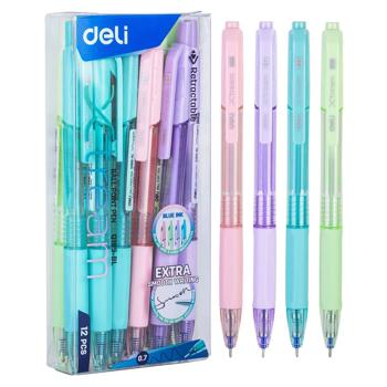 Ручка шариковая Deli EQ199-BL Xtream автоматическая 0,7мм синий в ассортименте - купить, цены на Чудо Маркет - фото 2