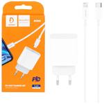 Сетевое зарядное устройство Denmen DC06 20W 3.6A USB-C белый с кабелем Type-C - Lightning